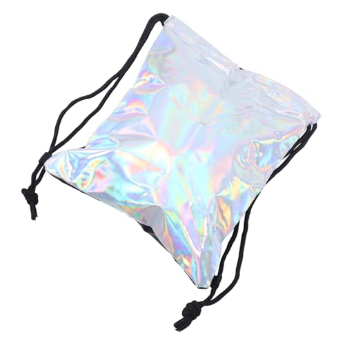 FOMIYES Reflektor Tasche Kordelbeutel Damen-Tasche Mit Kordelzug Moderucksack Für Schule Umhängetasche Großes Fassungsvermögen Pu-Material Holografische Farbe von FOMIYES