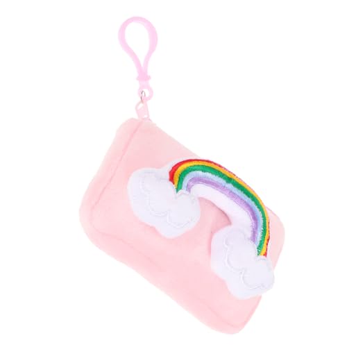 FOMIYES Regenbogen Kartentasche Schlüsselanhänger Geldbörse Regenbogen Portemonnaie Schlüsselanhänger Taschen Geldbörse Kleine Plüsch n Damen Kleine Regenbogen von FOMIYES