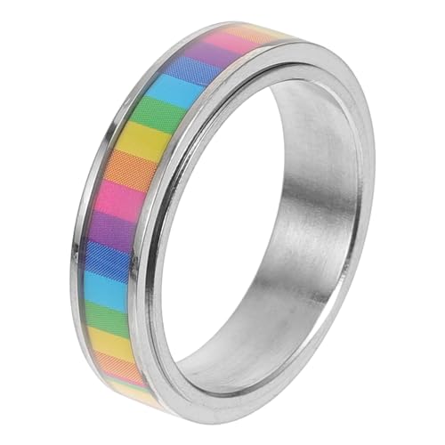FOMIYES Regenbogenring für Lesben Schwule Stylischer Lgbtq Schmuck Silberfarbener mit Rainbow Design für Partys Besondere Anlässe Elegantes für Frauen von FOMIYES