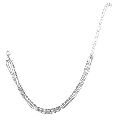 FOMIYES Reihiges Metall Fußkettchen Damen Silber mit Strass Verstellbare Modisches Langlebiges Schmuckaccessoire für Party und Alltag von FOMIYES
