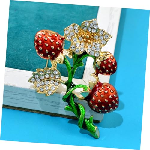 FOMIYES Retro Erdbeer Brosche Legierung Kreative Blumen Corsage mit Funkelndem Strass Vielseitige Anstecknadel für Kleidung Taschen Hüte Damen Brosche für Party und Alltag von FOMIYES