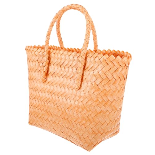 FOMIYES Retro Geflochtene Strandtasche Damen Groß Vintage Umhängetasche Wicker Korb Handtasche mit Großem Fassungsvermögen für Reisen Freizeit und Strandurlaub von FOMIYES