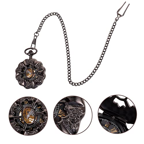 FOMIYES Retro Mechanische Taschenuhr Legierung Schwarze Vintage Hängende Taschenuhr mit Offenem Langlebige Präzisionsuhr für Herren Modisches Accessoire für Alltag und FOMIYES Retro Mechanische Taschenuhr Legierung Schwarze Vintage Hängende Taschenuhr mit Offenem Langlebige Präzisionsuhr für Herren Modisches Accessoire für Alltag und von FOMIYES