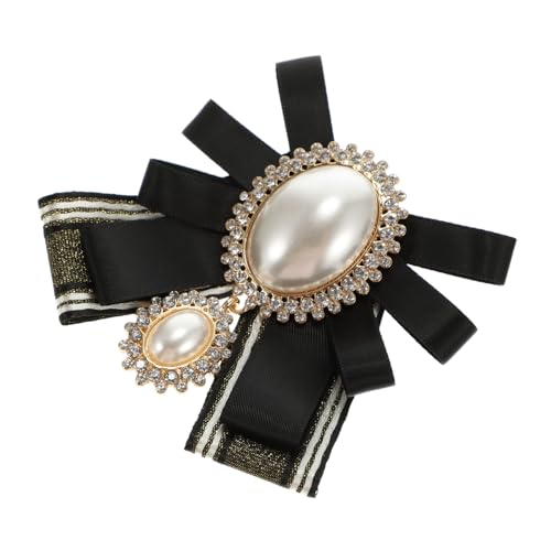 FOMIYES Retro Schleifenbrosche mit Perlen Stoffbrosche in Gold Schwarz Modisches Damen Accessoire für Blusen Kleider Festliche Anlässe Wie Hochzeit Party und Bankett von FOMIYES