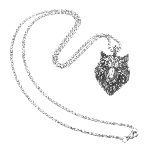 FOMIYES Retro Wolfskopf Anhänger Halskette Unisex Charm Halskette Leicht Fade Resistent Für Täglichen Gebrauch Besondere Anlässe von FOMIYES