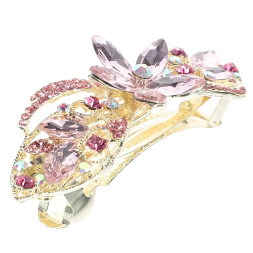 FOMIYES Rhinestone Haarklammer mit Funkelnden Strasssteinen Eleganter Frühlingsclip für Damen Sanfter Griff für Haarschäden Modischer Haarschmuck für Ponytail und Festliche Anlässe Rosa von FOMIYES