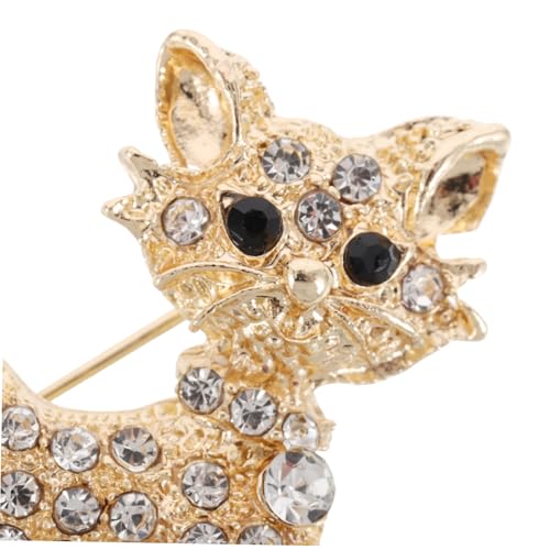 FOMIYES Rhinestone Legierungsbrosche Katzen Design Modischer Anstecker Pin für Damen Kleidung und Rucksäcke Vielseitiger Schmuck Niedlicher Katzenanhänger Goldfarben von FOMIYES