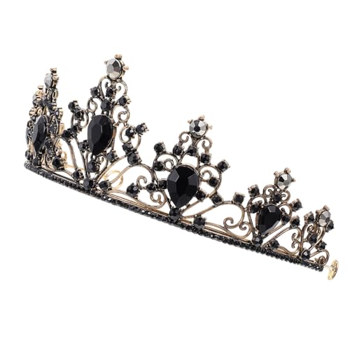 FOMIYES Rhinestone Party Krone Damen Vintage Tiara Haarschmuck für Geburtstagsfeier Hochzeit Bühnenauftritte Schwarz Festlich Elegant von FOMIYES