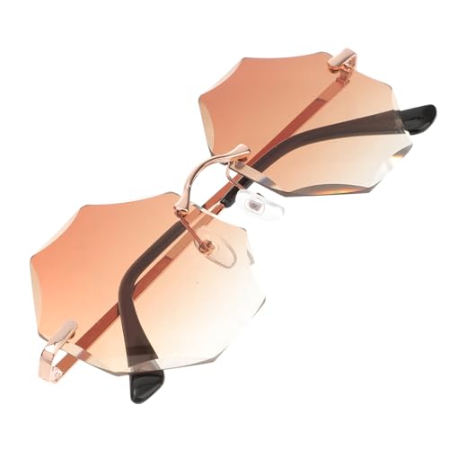 FOMIYES Rimless Sunglasses für Damen Herren Stylische Leichte Sonnenbrille Rahmen Uv für Festivals Partys Freizeitaktivitäten Goldrahmen mit Getönten Gläsern von FOMIYES