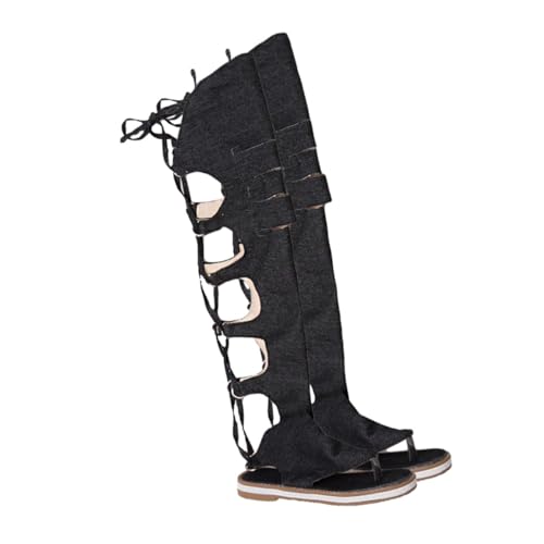 FOMIYES Roman Style Damen Sandalen Flach Rutschfest Leicht Sommer Schuhe Elegant Modisch für Alltag und Shopping in Schwarz von FOMIYES