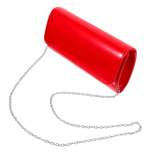 FOMIYES Rote Damen Clutch Handtasche aus PU Material Stilvolle Abendtasche mit Knopfverschluss Praktische Kleine Umhängetasche für Hochzeit Party Cocktail und Alltag Modische von FOMIYES