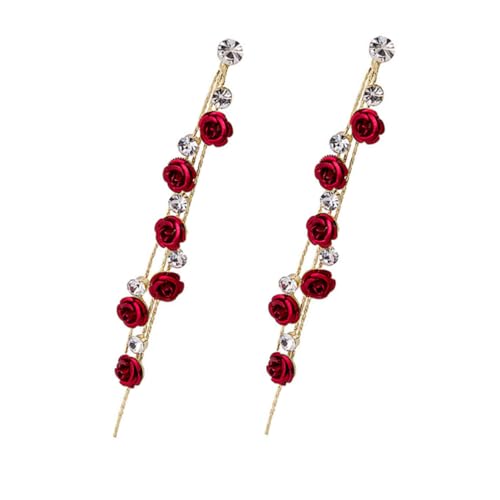 FOMIYES Rote Quaste Ohrringe für Damen Lange Baumelnde Ohrhänger mit Strass Korrosionsbeständig und Langlebig für Valentinstag und Festliche Anlässe von FOMIYES
