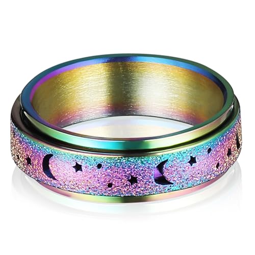 FOMIYES Rotierender Stern-mond-ring Titanstahl Verstellbares Spinner-band Langlebiger Schmuck Für Damen Unisex Modisches Accessoire Für Anlässe von FOMIYES