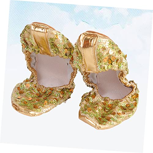 FOMIYES Rutsch Tanzschuhe mit Pailletten Runde Plateausohle Goldfarben Langlebig und Flexibel für Ballett Bauchtanz und Zeitgenössischen Tanz von FOMIYES