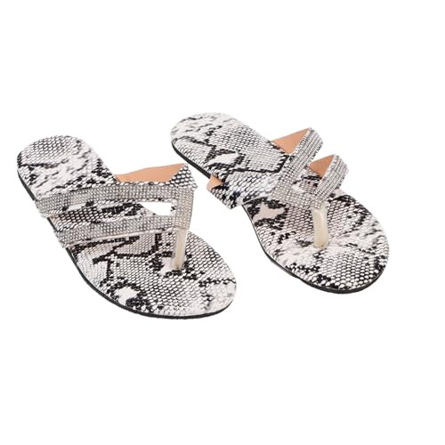 FOMIYES Rutschfeste Damen Sandalen Flach Strass Zehentrenner Sommer Slipper Rom Stil Leicht Angenehm Strand Pantoletten von FOMIYES