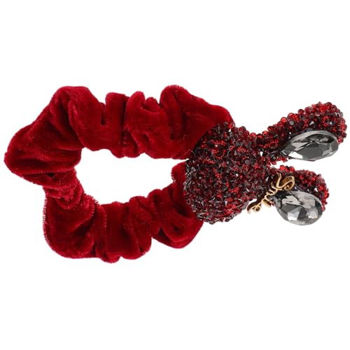 FOMIYES Samt Hase Scrunchie Tanz Elastische Haargummis Gymnastik Haar Scrunchies Herbst Scrunchies Glitzer Scrunchies Gymnastik Scrunchies Rot Kristallglas von FOMIYES