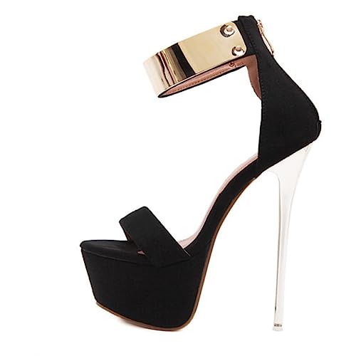 FOMIYES Sandaletten Damen High Heel Sandalen mit Rutschfester Sohle Sommer Schuhe Atmungsaktiv und Langlebig Stylische Schwarze Pumps für Strand und Party von FOMIYES
