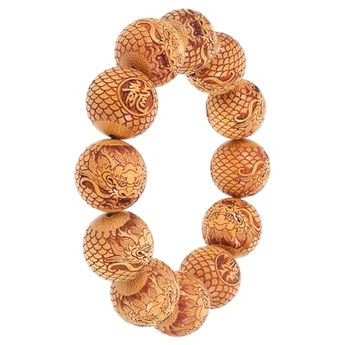 FOMIYES Sandelholz Armband mit Drachenmotiv Handgefertigte Holzperlen Unisex Gebetskette Elastisches Spirituelles Schmuckstück für Meditation und Alltag Natürlicher Duft von FOMIYES