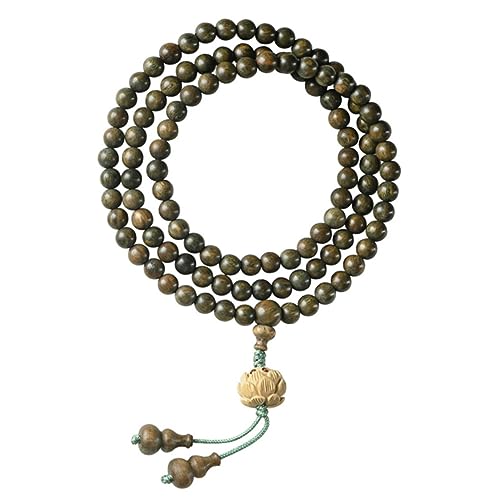 FOMIYES Holzperlenarmband Mit Perlen Aus Sandelholz Unisex Gebetskette Mit Elastischem Band Für Damen Und Herren Als Rosenkranzarmband Oder Kette Tragbar von FOMIYES