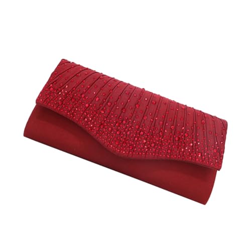 FOMIYES Satin Abendtasche mit Funkelnden Strasssteinen Magnetischer Verschluss Stilvolle Clutch für Hochzeiten Partys und Festliche Dinner Kompakte Handtasche für Damen von FOMIYES