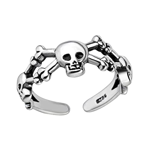 FOMIYES Schädelring Offener Ring Verstellbar für Damen Retro Gothic Fingerschmuck Kreatives Design für Halloween Täglichen Gebrauch Langlebig von FOMIYES