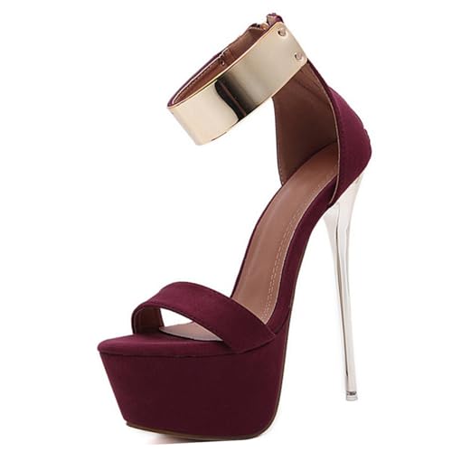 FOMIYES Schicke Damen Sandalen Sommer High Heels Schwarz Plateau Hoher Absatz Thin Heel Schuhe Kühlend Strapazierfähig Für Strand Alltag von FOMIYES