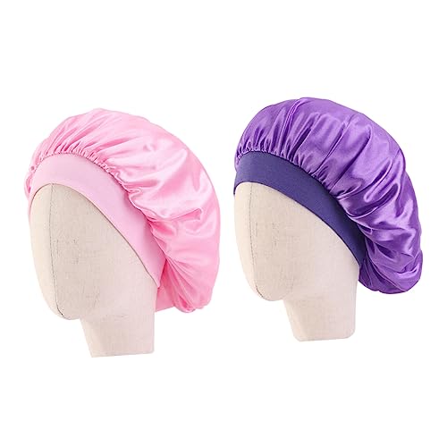 FOMIYES Schlafmütze Aus Satin Elastisch für Jungen und Mädchen Breiter Rand Mütze für Das Haar 2er-set von FOMIYES