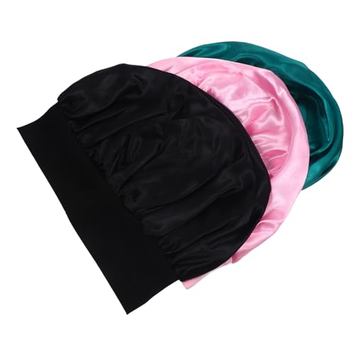 FOMIYES 3stücke Satinhaube Schlafhaube Für Frauen Elastische Satin-haarhaube Weiche Satin-schlafmütze Atmungsaktiv Und Angenehm Zu Tragen Praktische Schlafhaubenkappe Für Lockiges Haar von FOMIYES
