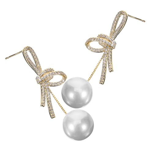 FOMIYES Schleifen Ohrringe mit Perlen und Zirkonia Kleine Damen Ohrstecker Party Accessoires Vielseitig Tragbar für Hochzeit Geburtstag und Festliche Anlässe FOMIYES Schleifen Ohrringe mit Perlen und Zirkonia Kleine Damen Ohrstecker Party Accessoires Vielseitig Tragbar für Hochzeit Geburtstag und Festliche Anlässe von FOMIYES