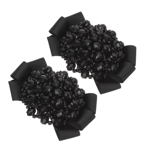 FOMIYES Schleifen Schuhclips mit Kristallperlen Dekorative Schuhschmuck Broschen Schwarze Schleifen Bow Charms für Damen und Mädchen Schuhdekoration von FOMIYES