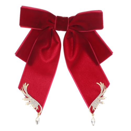 FOMIYES Schleifen brosche retro Bogen ästhetisch Schleifennadeln für Kleidung elegant Dame schleifenbrosche Brosche mit Schleife deko Liebesbandbrosche Fliegen für Frauen Samtstoff rot von FOMIYES