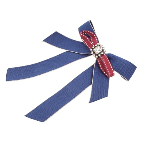 FOMIYES Schleifenbrosche mit Strasssteinen Vorgebundene Blaue Polyester Schleife Eleganter Damen Bow Tie für Uniform und Festliche Anlässe Einfach zu Befestigen Modisches Accessoire für von FOMIYES