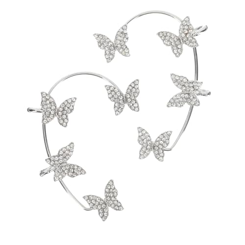 FOMIYES Schmetterling Ohrclip mit Strassbesatz Damen Ohrmanschette frei von Piercing Modischer Robuster Ohrhaken Schmuck Glitzernde Ohrklemme Elegantes für Frauen und Freundinnen von FOMIYES