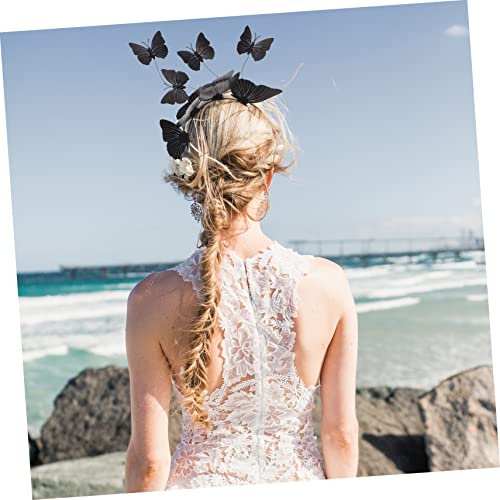 FOMIYES Schmetterlings Haarreif Party Haarreifen Damen Leichtes Bequemes Stirnband für Karneval Hochzeit Cosplay Festliche Kopfbedeckung Schwarz von FOMIYES