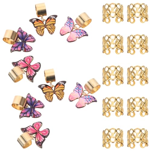 FOMIYES Schmetterlings-Haarspangen Für Dreadlocks 18 Stück Haargeflecht Ringmanschetten Goldener Schmetterlings-Haarschmuck Dreadlocks-Zubehör Für Frauen Und Mädchen von FOMIYES