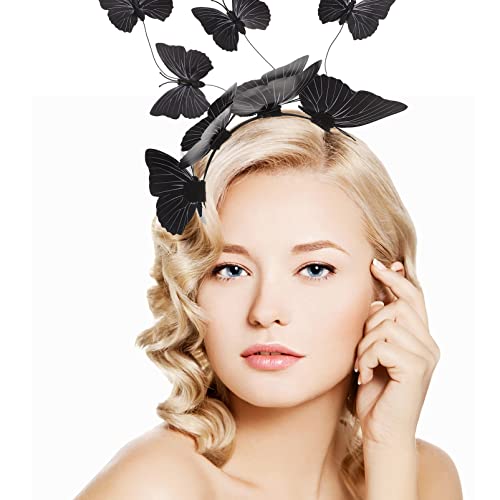 FOMIYES Zubehör Schmetterlings-Stirnband-Kronen Schmetterlings-Haarreifen Schmetterlings-Fascinator-Krone Für Mädchen (Schwarz) Kopfbedeckung Für Damen von FOMIYES