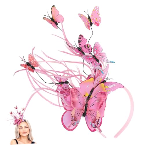 FOMIYES Schmetterlings-stirnband Für Teeparty Fascinator-hüte Haarschmuck Für Abschlussball Fascinator-kopfschmuck Für Frauen Leicht Tragbar von FOMIYES