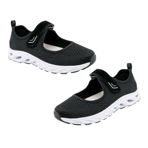FOMIYES Schuhe Damen Elastische Sohle Atmungsaktive Sportschuhe Bequeme Freizeitschuhe für Mittelalte Frauen Reise und Alltag Schwarz von FOMIYES