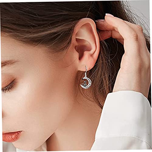 FOMIYES Schwarze Katzen Mond Ohrhänger Damen Dangle Ohrringe Modisch Versilbert Schmuck für Frauen und Mädchen Alltag Besondere Anlässe von FOMIYES