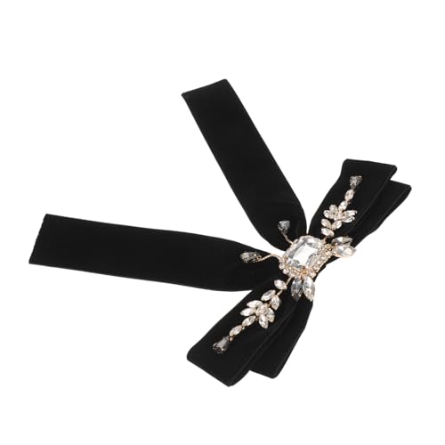 FOMIYES Schwarze Samt Schleifenbrosche mit Strassbesatz Vintage Barock Anstecknadel für Revers und Hochzeit Französisch-britischer Stil Langlebig Elegant für Blusen Cardigans und Abendmode von FOMIYES