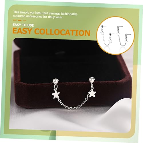 FOMIYES Silber Double Piercing Ohrringe Stern Hängend Kettenohrringe für Frauen mit Zwei Ohrlöchern Tragus Piercing Ohrstecker Schmuck von FOMIYES