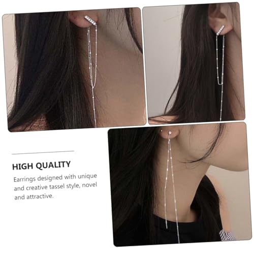 FOMIYES Silber Ohrhänger Damen Ketten Quasten Ohrringe Asymmetrisch Modisch Langlebig Alltag Party Schmuck von FOMIYES