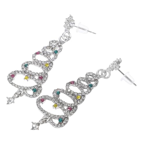 FOMIYES Silber Weihnachtsbaum Ohrstecker mit Bunten Zirkonia für Damen Ohrringe für Festliche Anlässe für Weihnachten und Partys von FOMIYES
