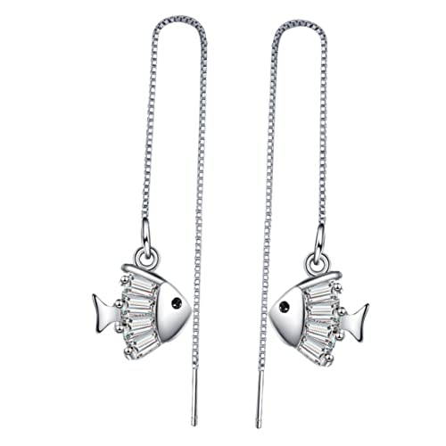 FOMIYES Silberne Fischförmige Zirkonia Ohrringe Damen Hängend Kreative Lange Ohrdekoration Elegant Und Hautfreundlich Perfektes Für Frauen Alltagsschmuck von FOMIYES
