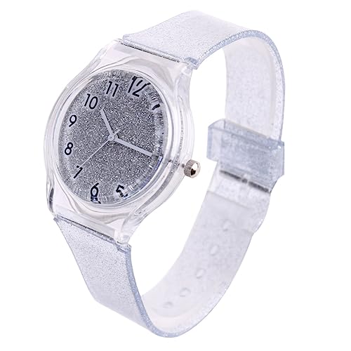 FOMIYES Silberne Kinderuhr Mit Transparentem Glitter-silikonarmband Kreative Armbanduhr Für Mädchen Und Jungen Einzigartiges Design Und Langlebig Für Täglichen Gebrauch von FOMIYES