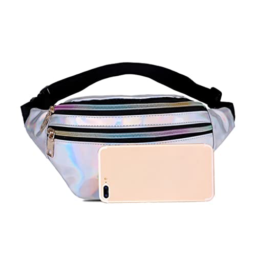 FOMIYES Silberne Multifunktionale Bauchtasche für Damen Glänzende Diebstahlschutz Handytasche Stilvolle Hüfttasche und Crossbody Tasche für Reisen Outdoor Freizeit und Alltag von FOMIYES