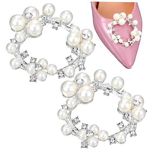 FOMIYES Silberne Perlen Schuhclips Dekorative Schuhschnallen für Damen Pumps und Sandalen Abnehmbare Schuhanhänger Vielseitige Schuhdekoration für Hochzeit und Alltag von FOMIYES