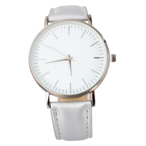 FOMIYES Silberne Pu Armbanduhr Für Paare Modische Quarzuhren Unisex Langlebig Vintage Stil Für Geschenke Zu Besonderen Anlässen von FOMIYES