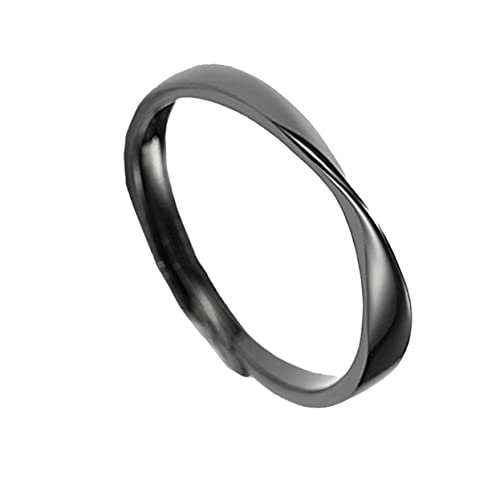 FOMIYES Silberring für Modischer Verstellbarer Fingerring Schwarz für Fernbeziehungen Einfache Öffnung Niello Beschichtung Enthüllt Inneren Silberton als Valentinstagsgeschenk von FOMIYES