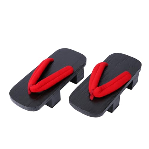 FOMIYES Sommer Clogs Holzpantoletten Unisex Zweizähnige Hausschuhe Herren Damen Komfortable Sommerschuhe Freizeitpantoletten Passend Rot Schwarz von FOMIYES
